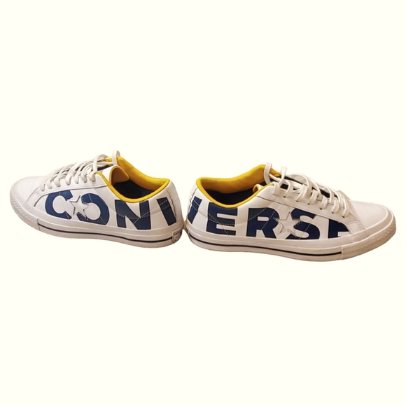 Converse Leather Star Oxfords Sneaker white with blue letters
